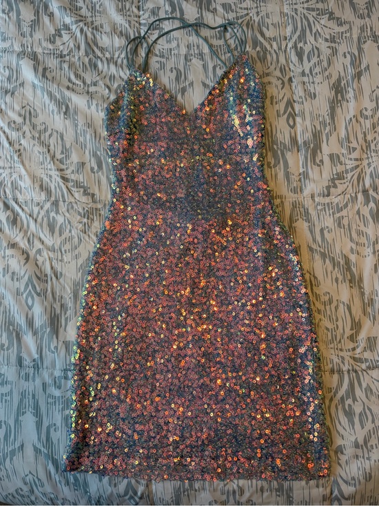 Lovely Day Dresses & Skirts - Iridescent Sequin Dress - Blue/Pink Multicolor